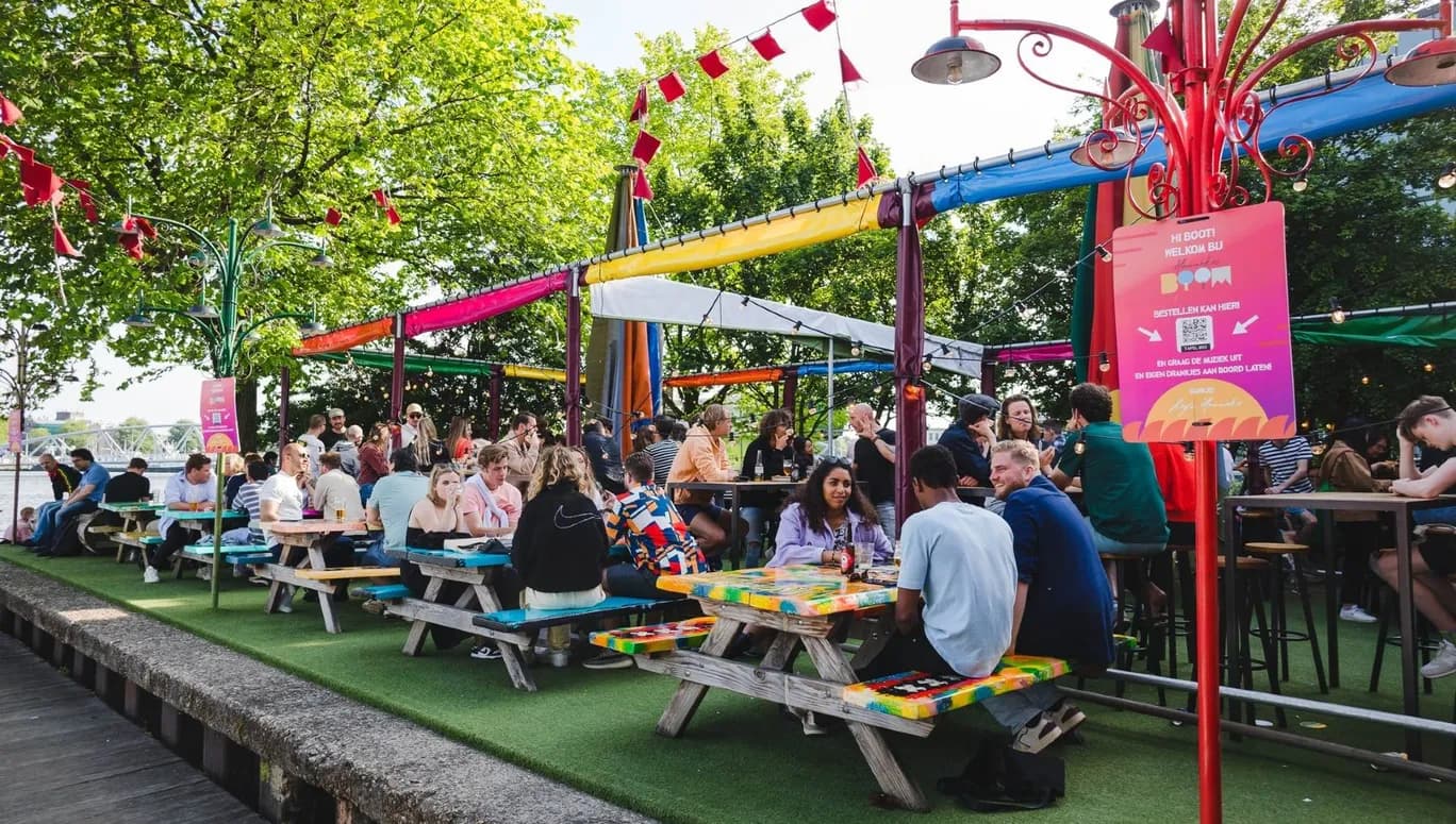 Busy terrace in summer