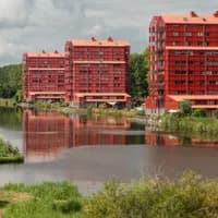 These three flat buildings made in Almere called 'Rooie Donders'.