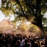 Amsterdam Open Air Festival, dancers at music festival at Gaasperpark in Zuidoost