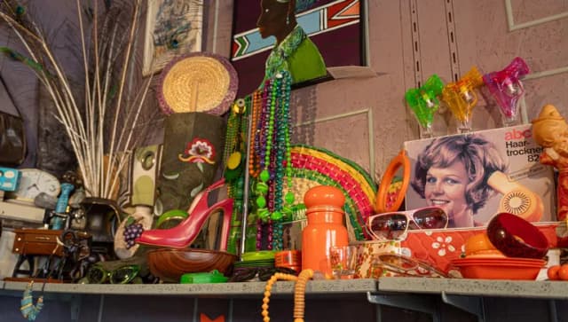 Colourful jewellery and accessories inside Rosa Rosas vintage store