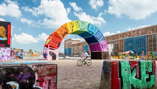 A cyclist at NDSM-Wharf