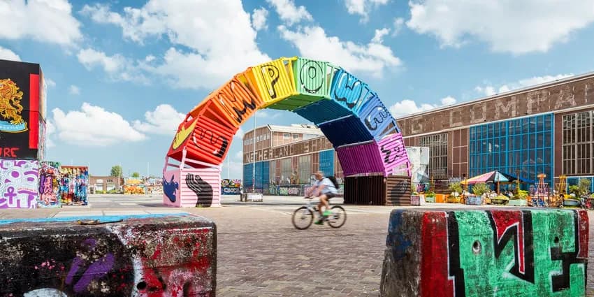 A cyclist at NDSM-Wharf