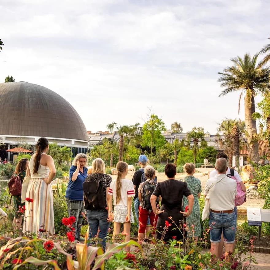 Visitors taking a guided tour in Artis Zoo