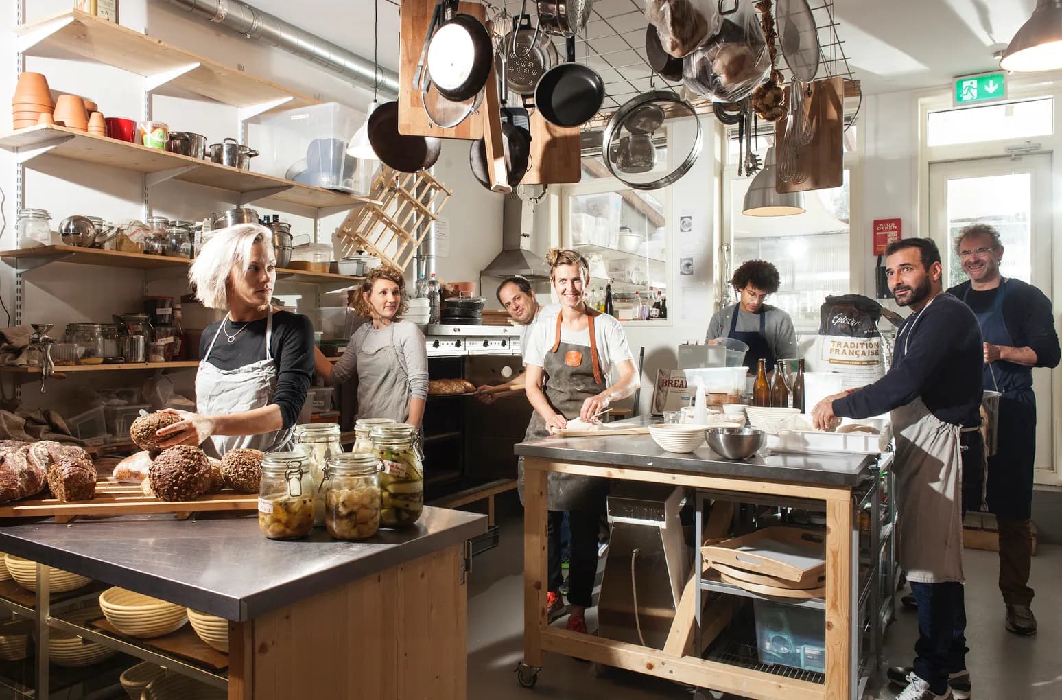 People taking cooking classes at the Baking Lab