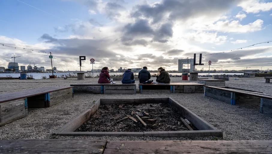 View over the water at restaurant Pllek