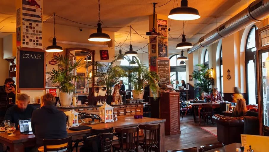 Café Czaar interior bar with people