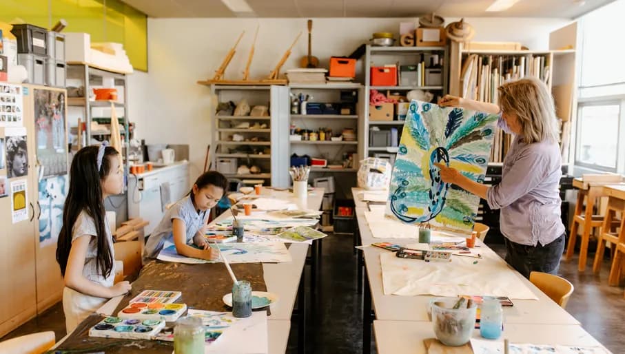 Kids painting at Platform C