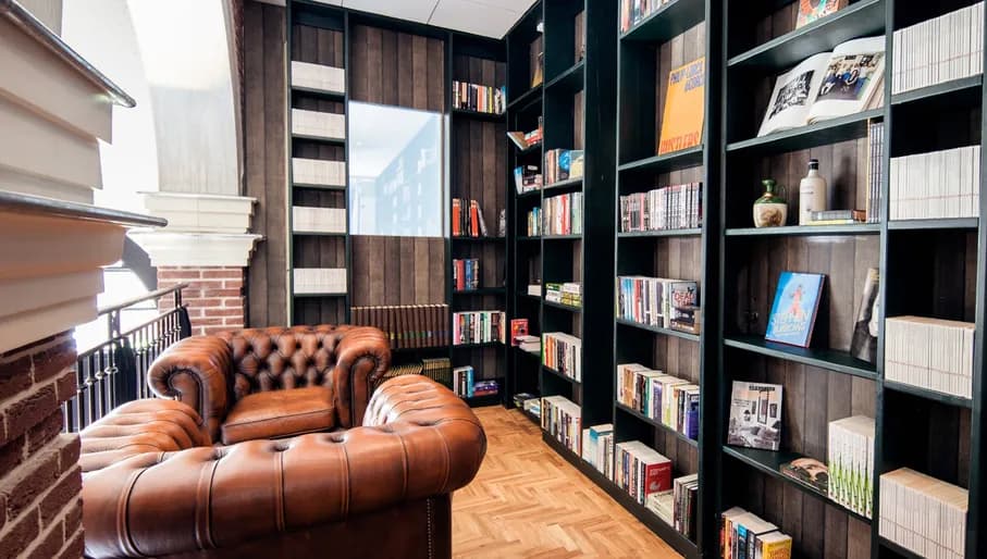 Hotel Not Hotel library interior